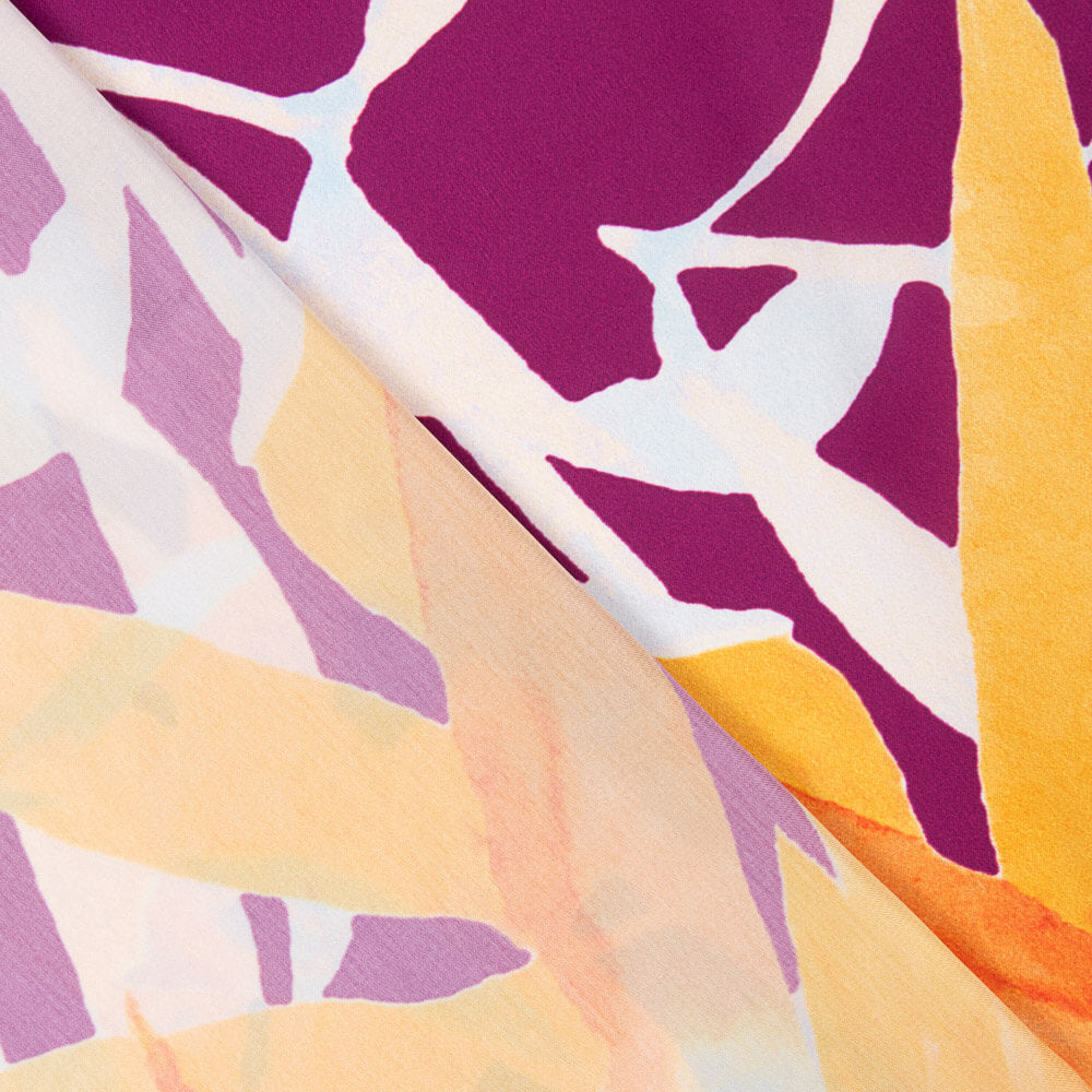 Cetim Com Estampado Tropical Laranja - Ribes y Casals
