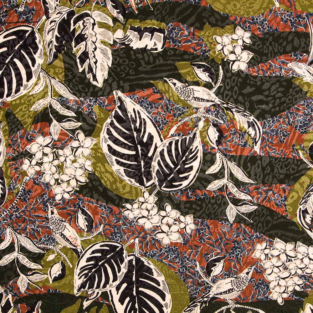 Cetim Jacquard Bosque Verde Caça - Ribes y Casals