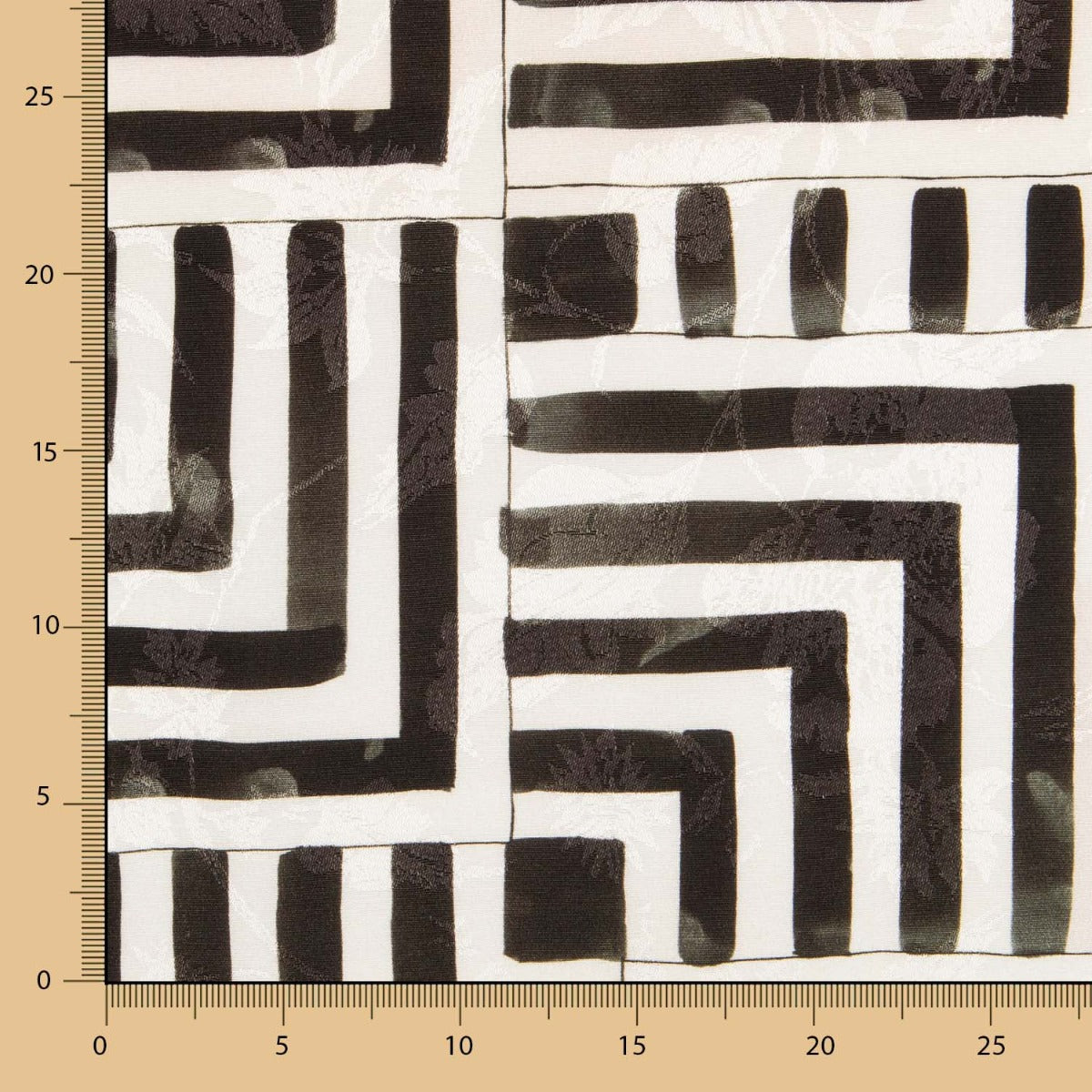 Cetim Jacquard Geométrico Preto - Ribes y Casals