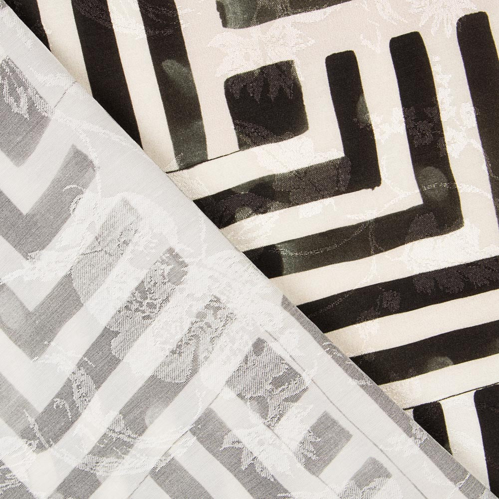 Cetim Jacquard Geométrico Preto - Ribes y Casals