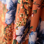 Cetim Mate Floral Terracota - Ribes y Casals