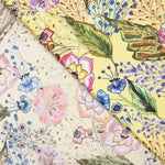 Cetim Poliéster Floral Amarelo - Ribes y Casals