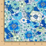 Cetim Poliéster Floral Azul - Ribes y Casals