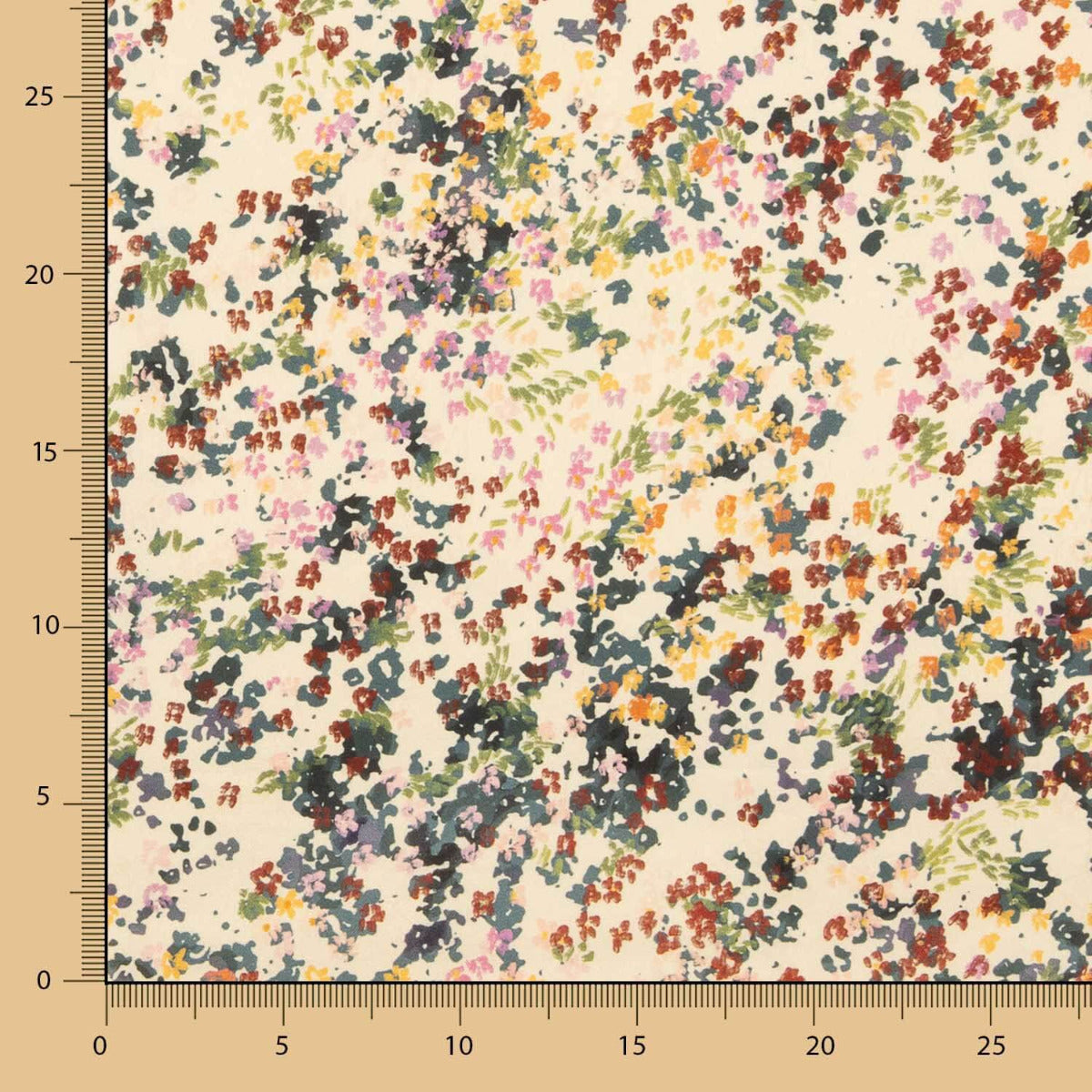 Cetim Poliéster Floral Creme - Ribes y Casals