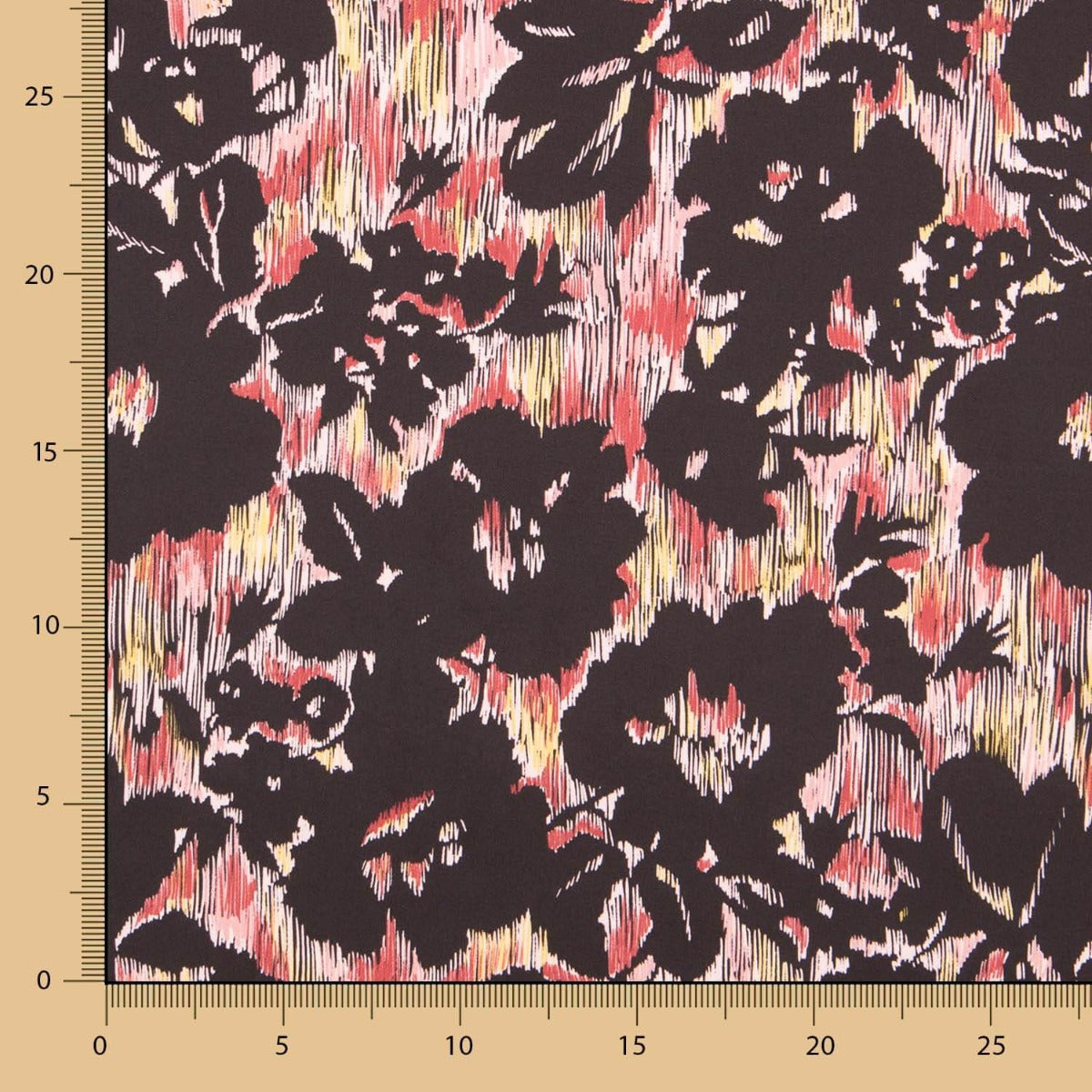 Cetim Listrado Floral Preto - Ribes y Casals