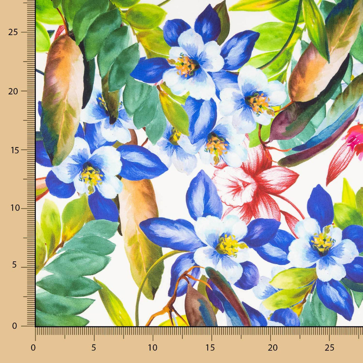 Cetim Seda Natural Estampa Floral Azul - Ribes y Casals