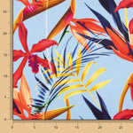 Cetim Seda Natural Estampa Floral Azul Jeans - Ribes y Casals