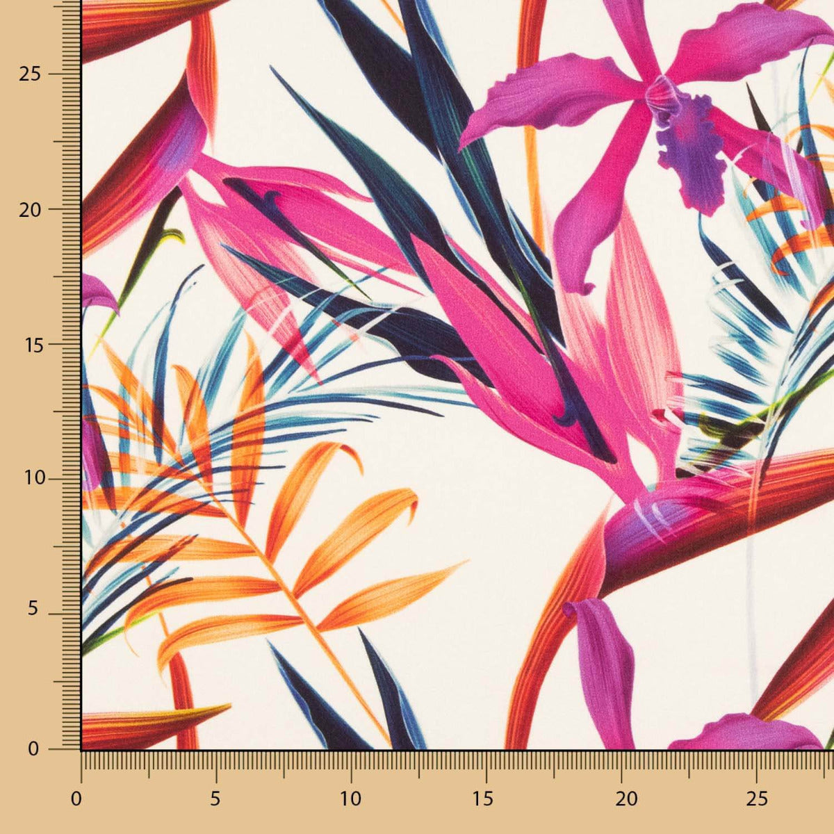 Cetim Seda Natural Estampa Floral Fúcsia - Ribes y Casals