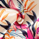 Cetim Seda Natural Estampa Floral Fúcsia - Ribes y Casals