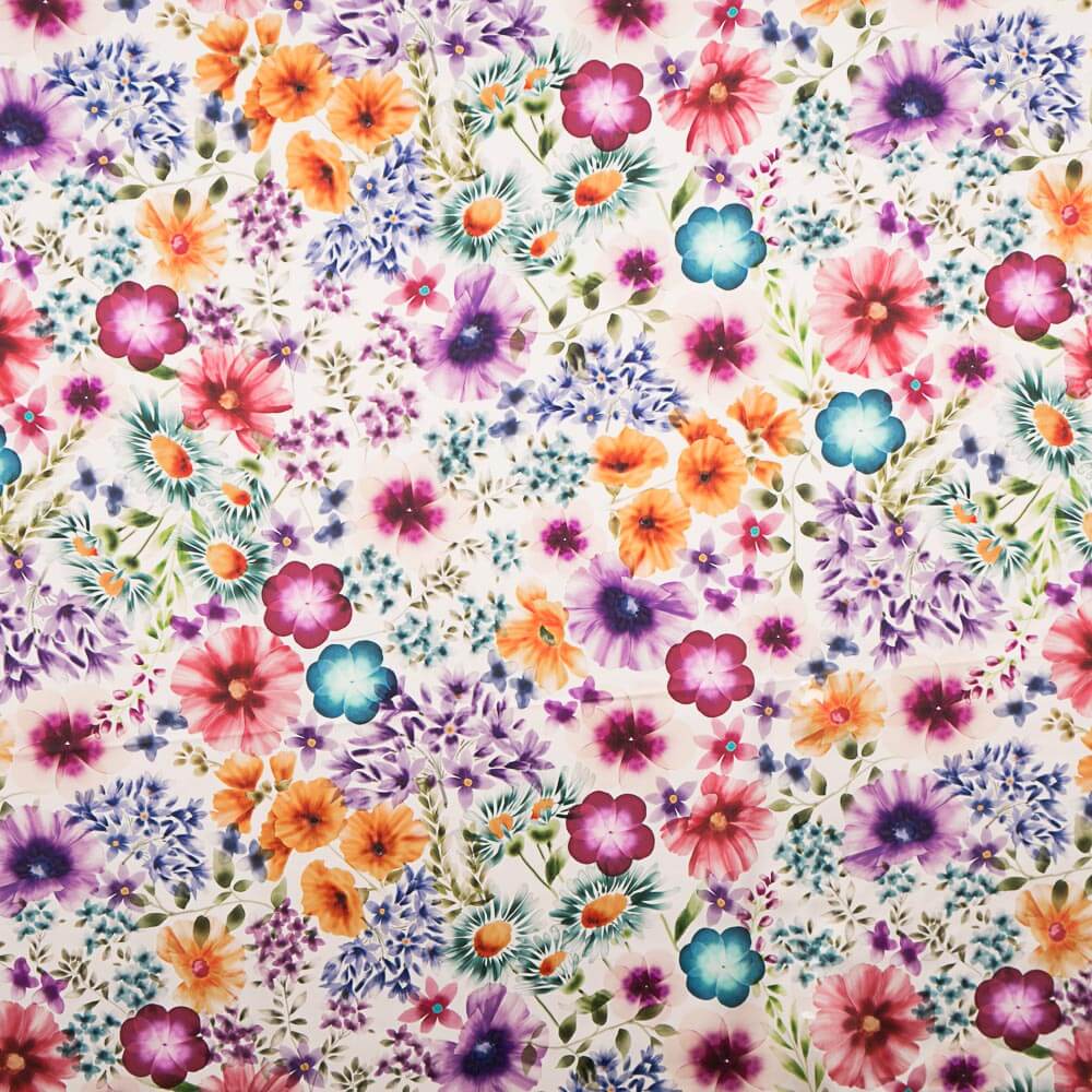 Cetim Spandex Flor Cretonne Malva - Ribes y Casals