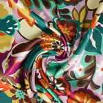 Cetim Spandex Flor Pintura Malva - Ribes y Casals