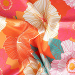 Cetim Spandex Flor Retro Maxi Laranja - Ribes y Casals