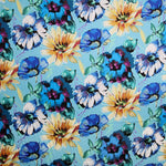 Cetim Spandex Floral Azul - Ribes y Casals
