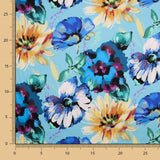 Cetim Spandex Floral Azul - Ribes y Casals