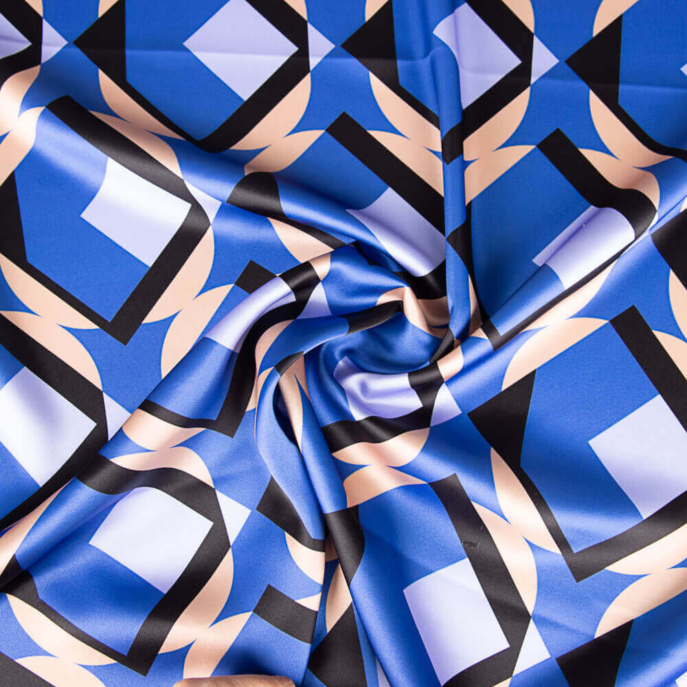 Cetim Spandex Geo Maxi Azulão - Ribes y Casals