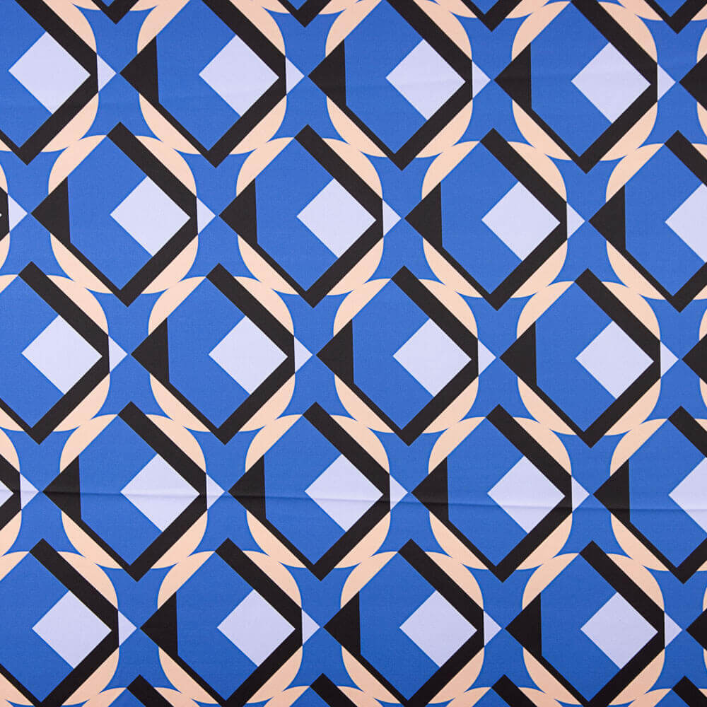 Cetim Spandex Geo Maxi Azulão - Ribes y Casals