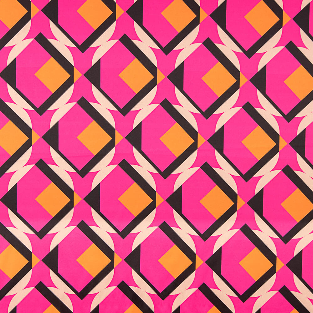 Cetim Spandex Geo Maxi Fucsia - Ribes y Casals