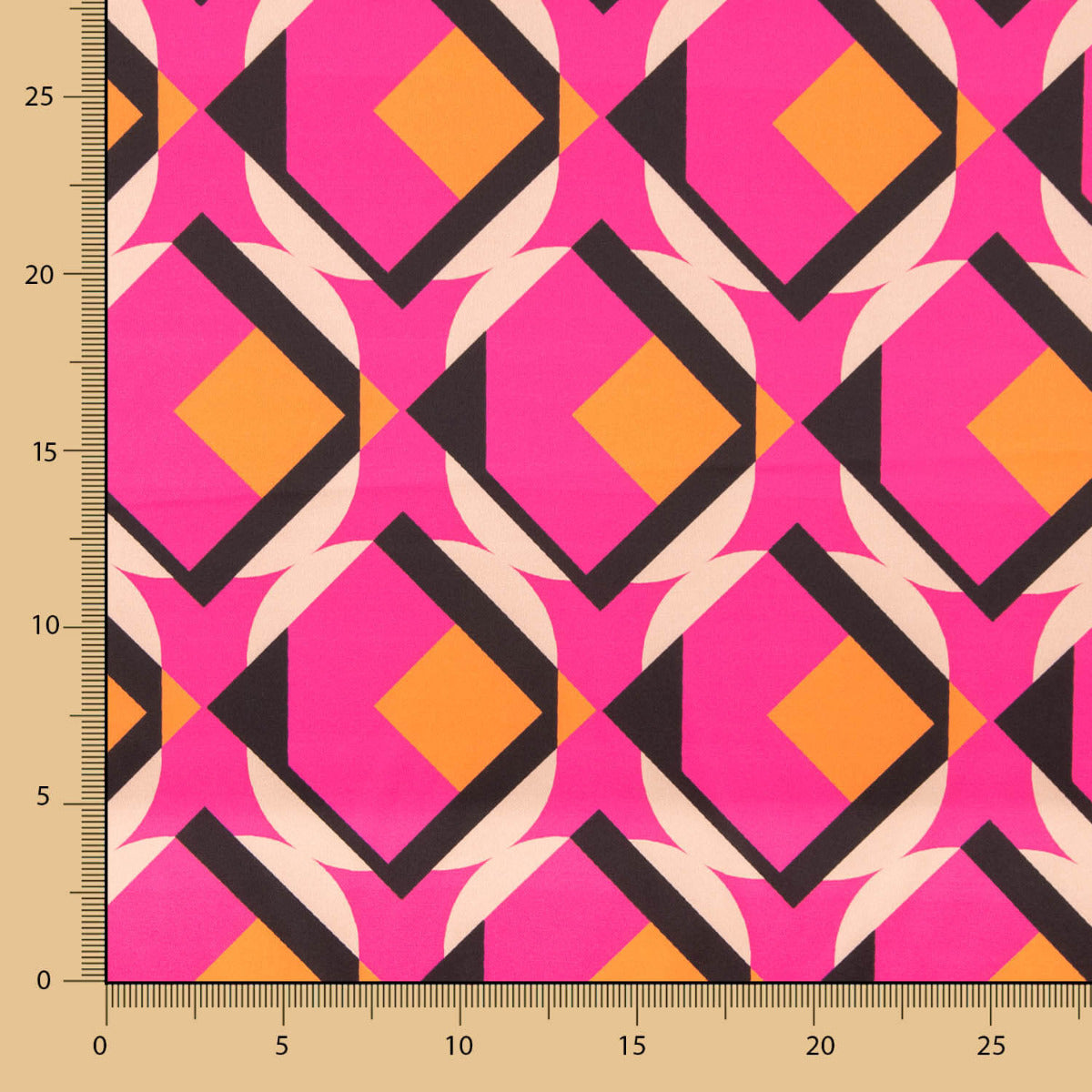 Cetim Spandex Geo Maxi Fucsia - Ribes y Casals