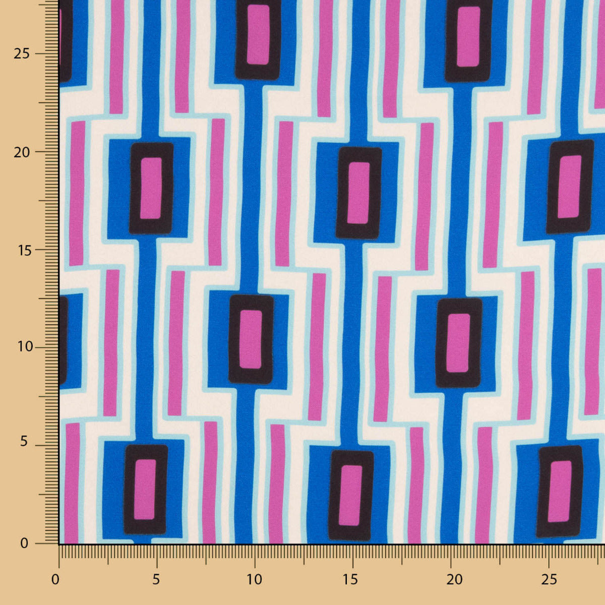 Cetim Spandex Geométrico Azul - Ribes y Casals