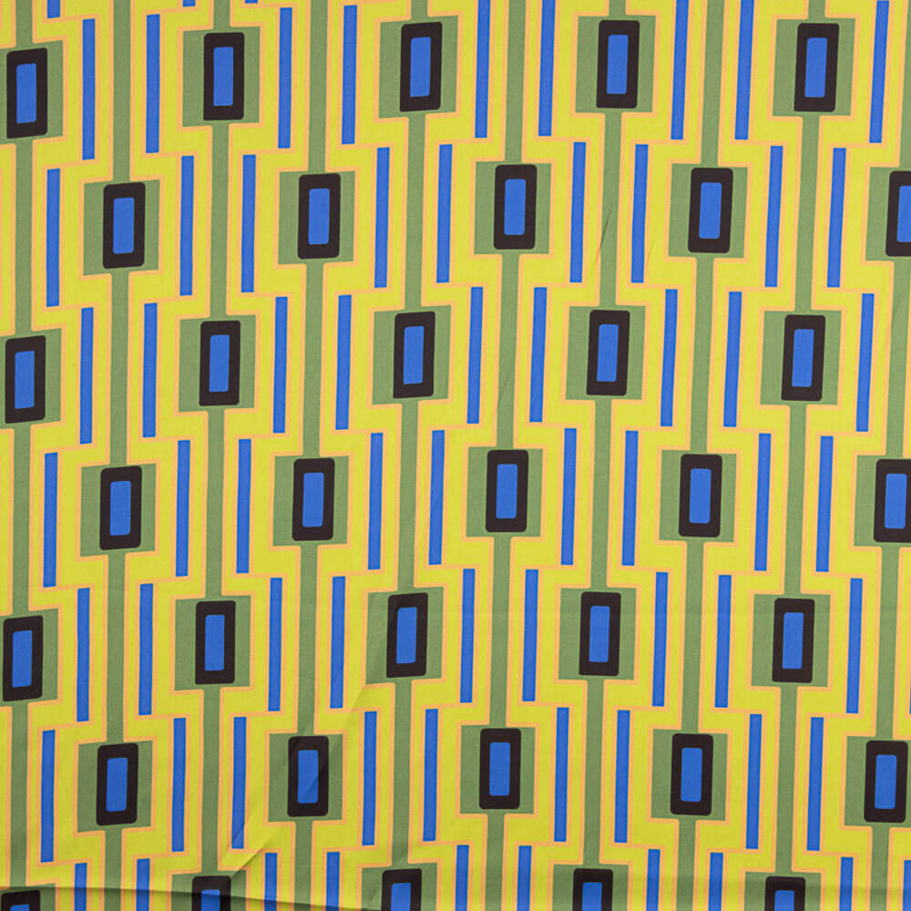 Cetim Spandex Geométrico Limão - Ribes y Casals