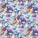Cetim Spandex Borboletas Pistache Malva - Ribes y Casals