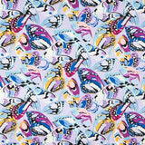 Cetim Spandex Borboletas Pistache Malva - Ribes y Casals