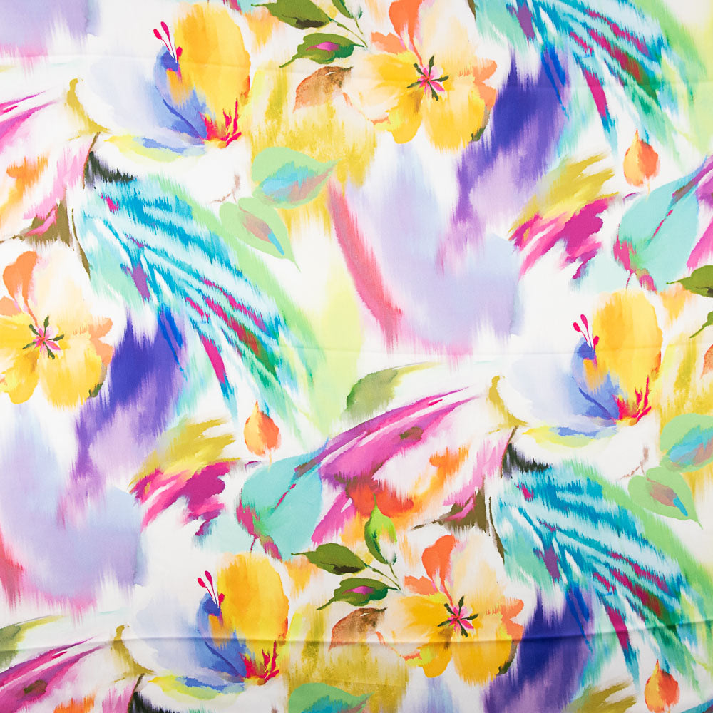 Cetim Spandex Desenho Maxi Flor Amarelo - Ribes y Casals