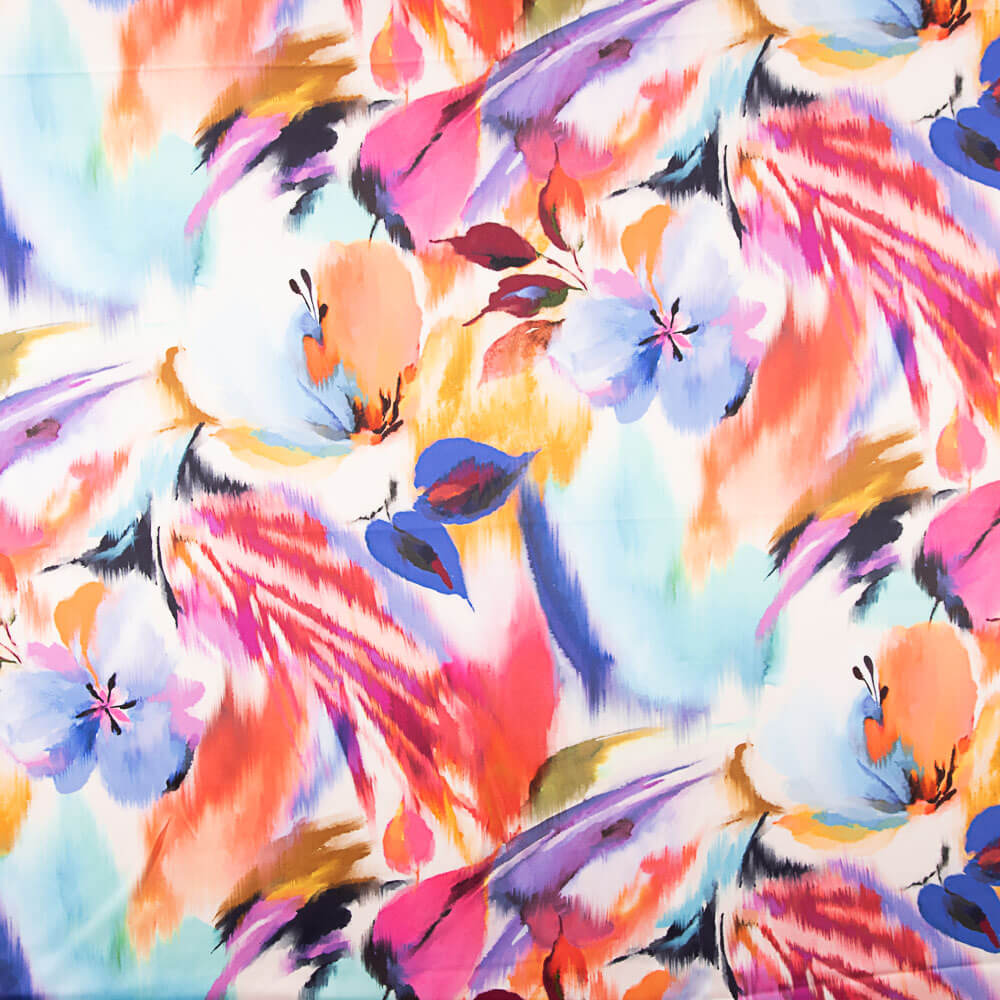 Cetim Spandex Desenho Maxi Flor Coral - Ribes y Casals
