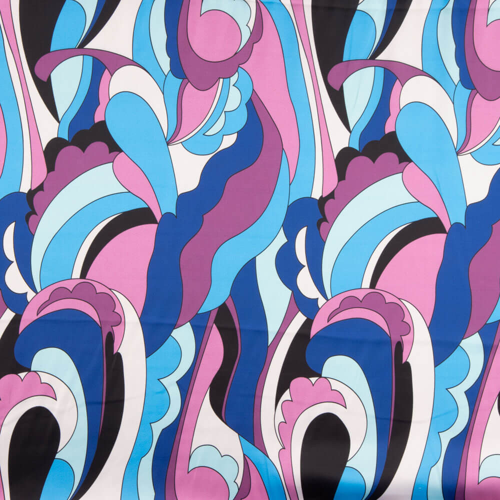 Cetim Spandex Ondas Azul - Ribes y Casals