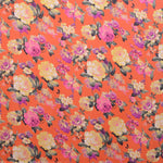 Cetim Estampado Flor Fundo Vermelho - Ribes y Casals