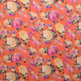 Cetim Estampado Flor Fundo Vermelho - Ribes y Casals