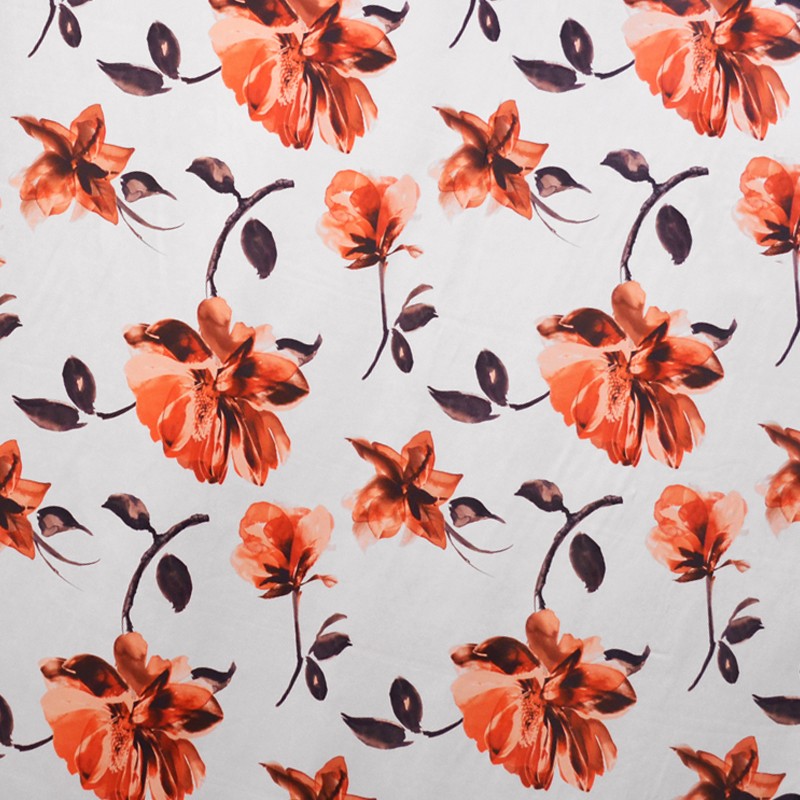 Cetim Estampado Flor Grande Vermelha - Ribes y Casals