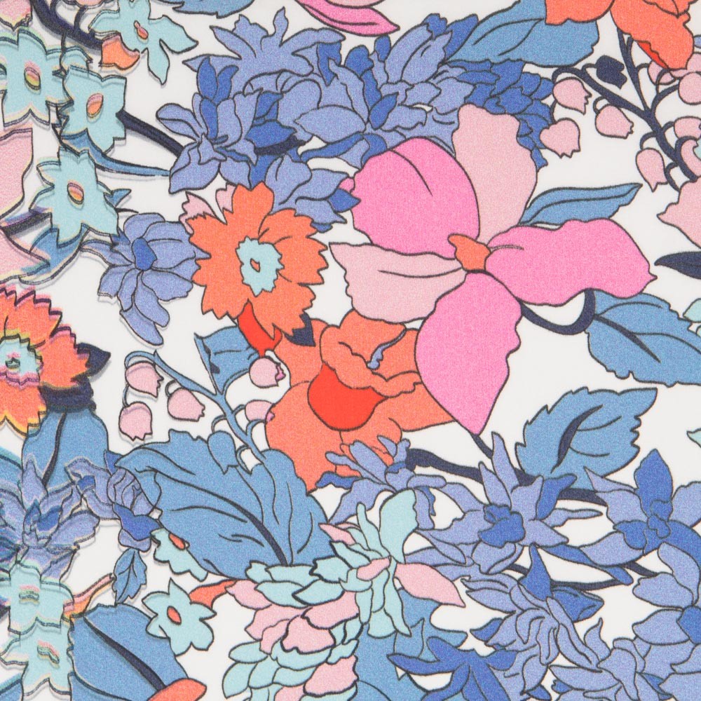 Viscose Faixas Florais Preta - Ribes y Casals