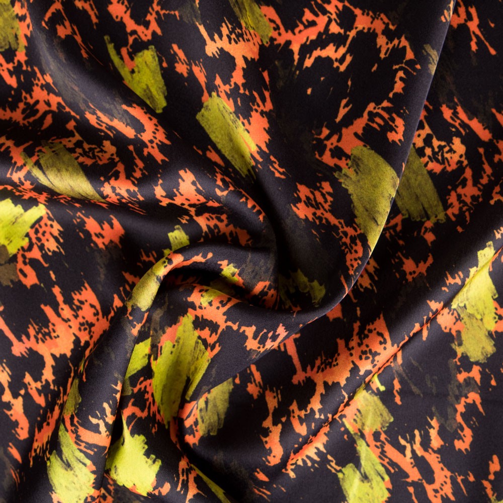 Cetim Estampado Leopardo Laranja - Ribes y Casals