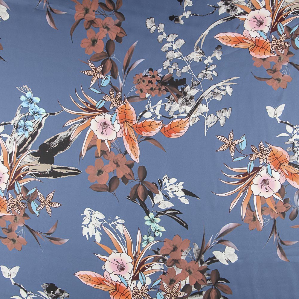 Cetim Pretty Flowers Azul - Ribes y Casals