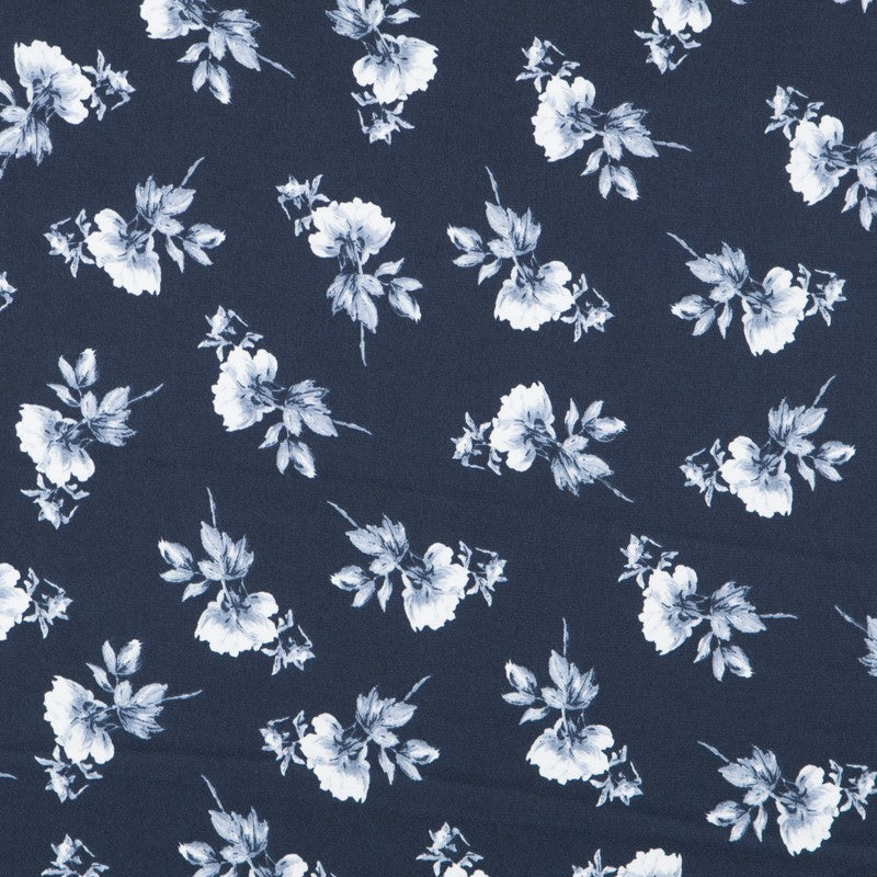 Satin Floral Fundo Azul - Ribes y Casals