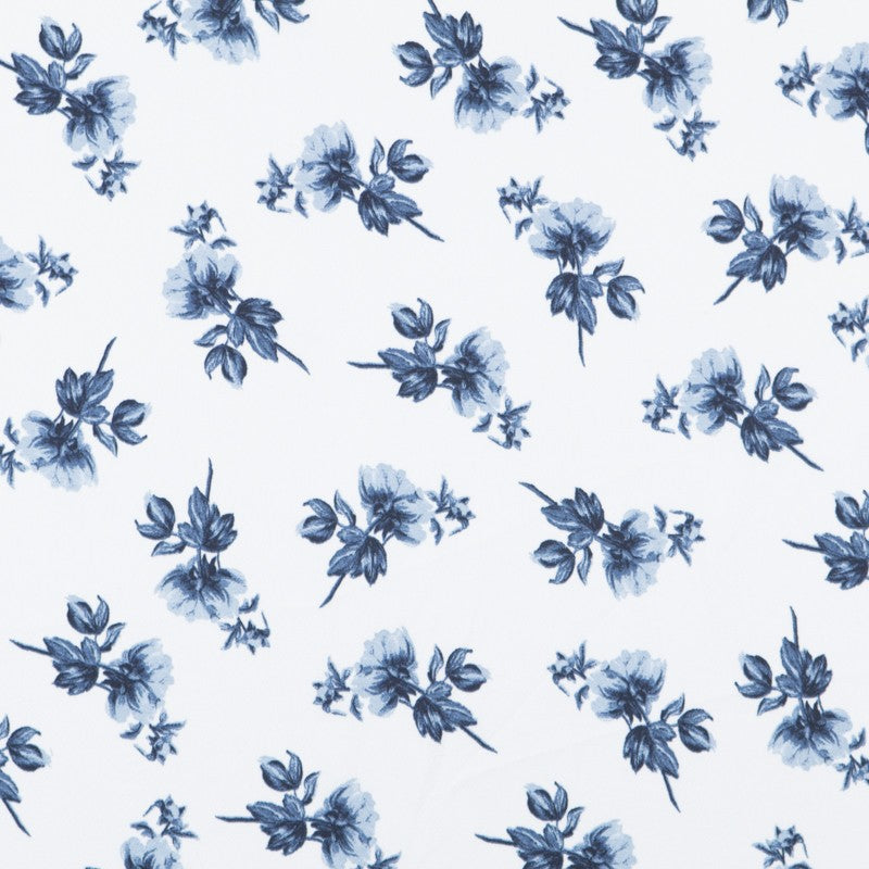 Satin Floral Fundo Branco - Ribes y Casals
