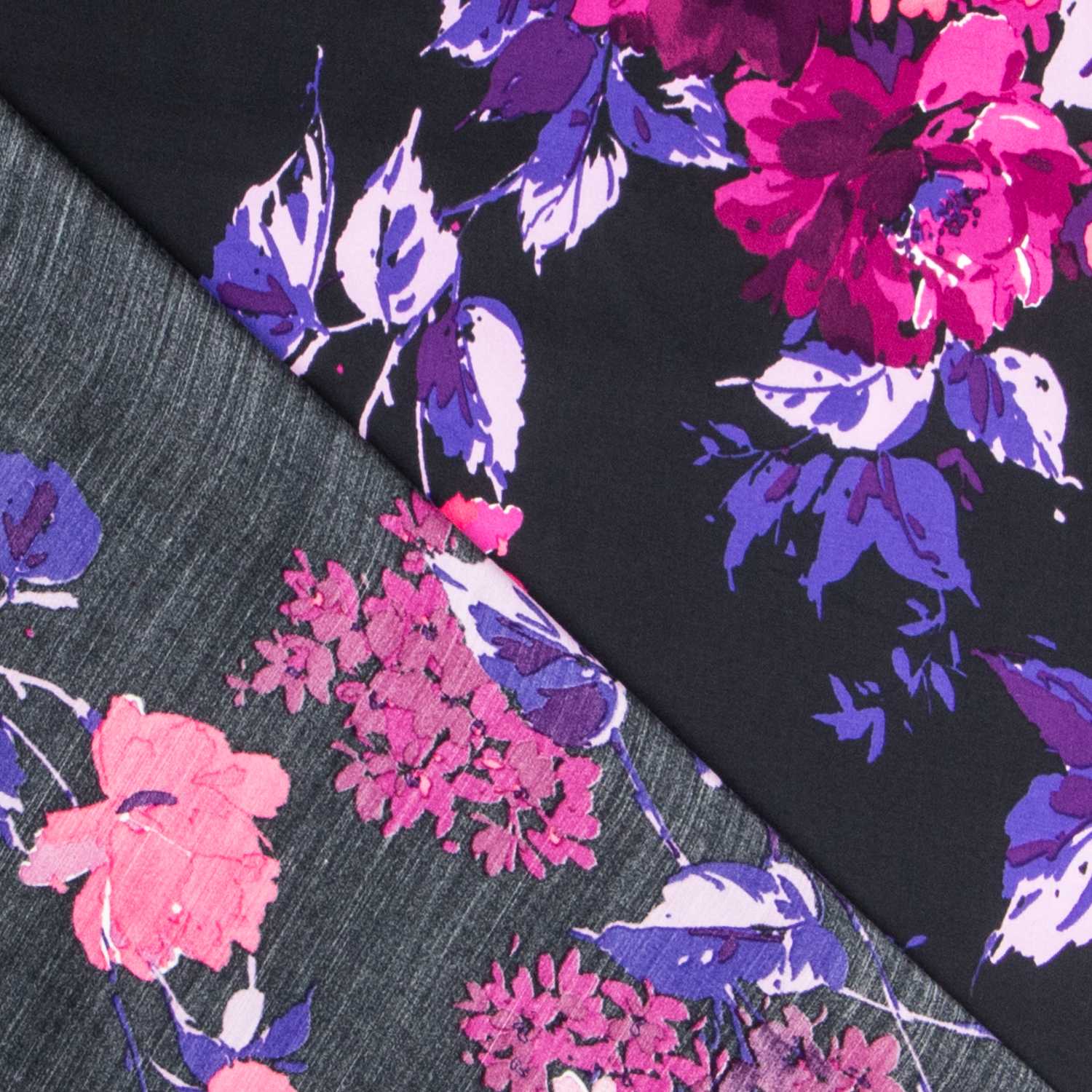 Cetim Impacto Floral Preto - Ribes y Casals