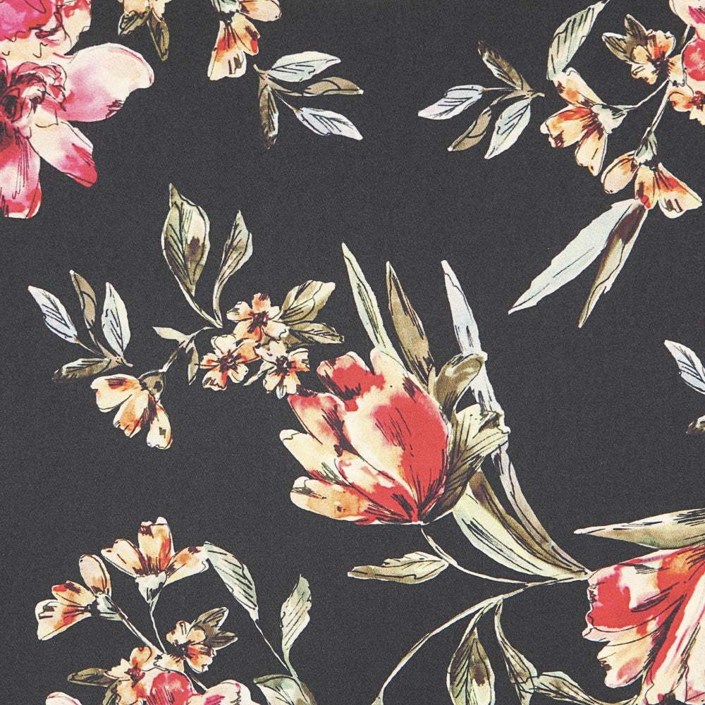 Cetim Floral Preta - Ribes y Casals