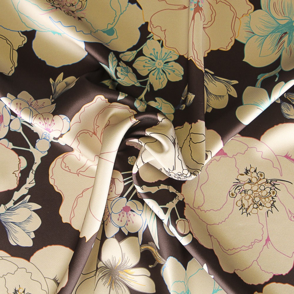 Cetim Florido Retro Chocolate - Ribes y Casals
