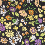 Viscose Faixas Florais Preta - Ribes y Casals