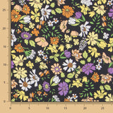 Viscose Faixas Florais Preta - Ribes y Casals