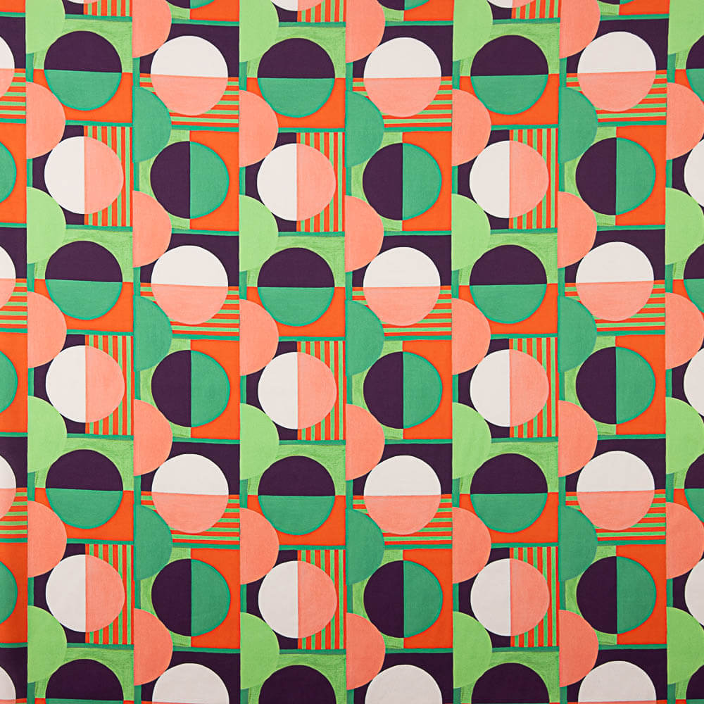 Satén Estampado Geométrico Verde - Ribes y Casals