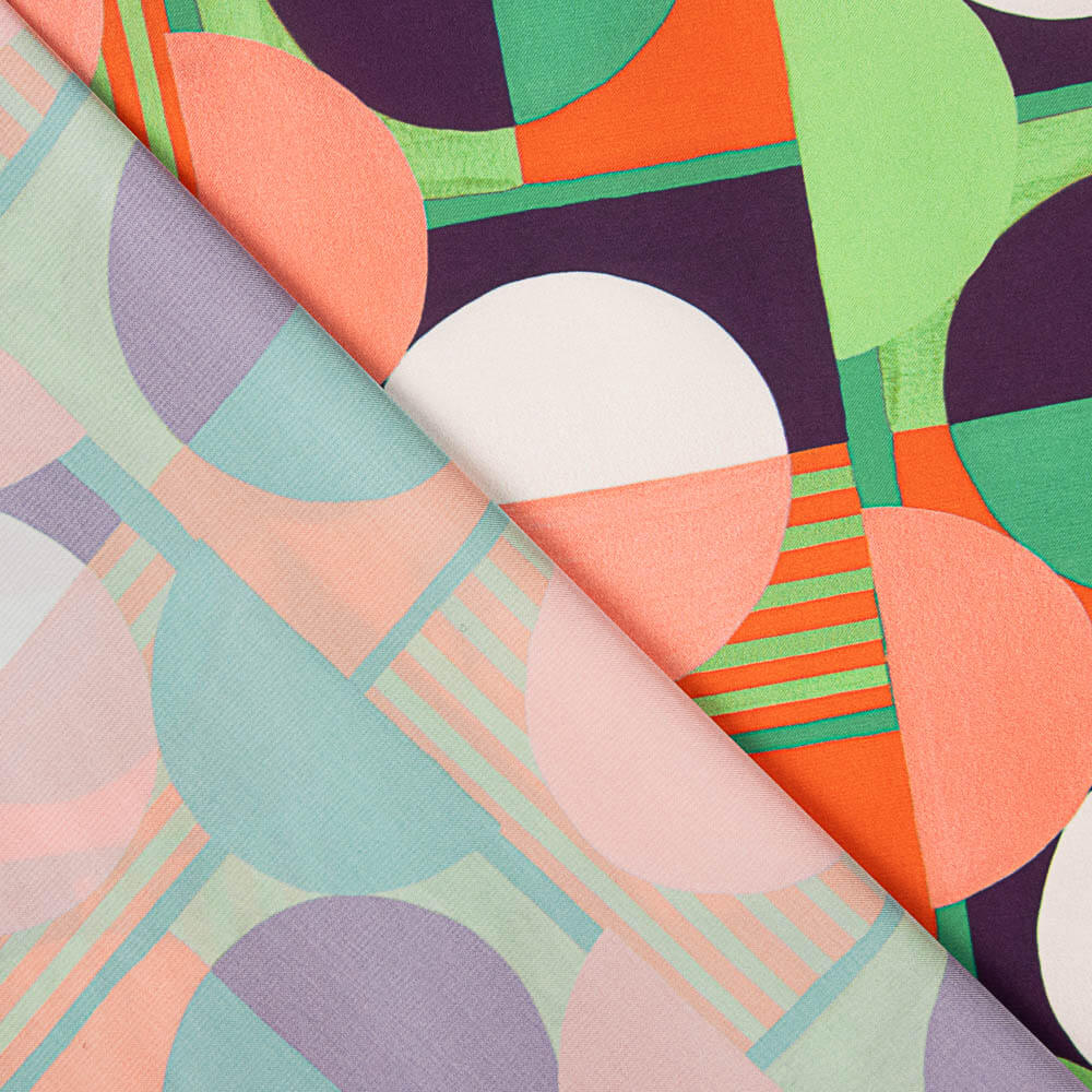 Satén Estampado Geométrico Verde - Ribes y Casals