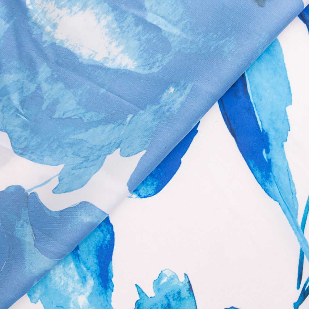 Cetim Estampado Aquarela Azul - Ribes y Casals