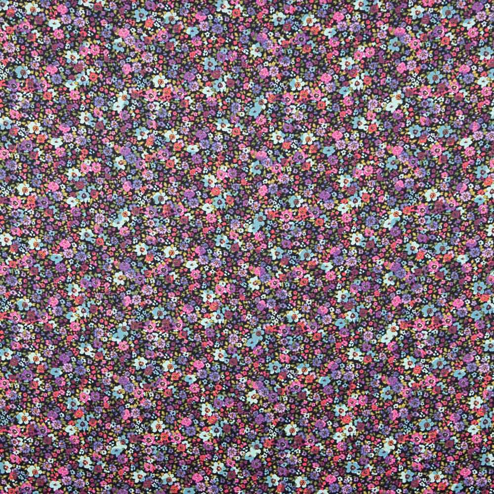 Cetim Poliéster Estampado Multiflores Vermelho - Ribes y Casals