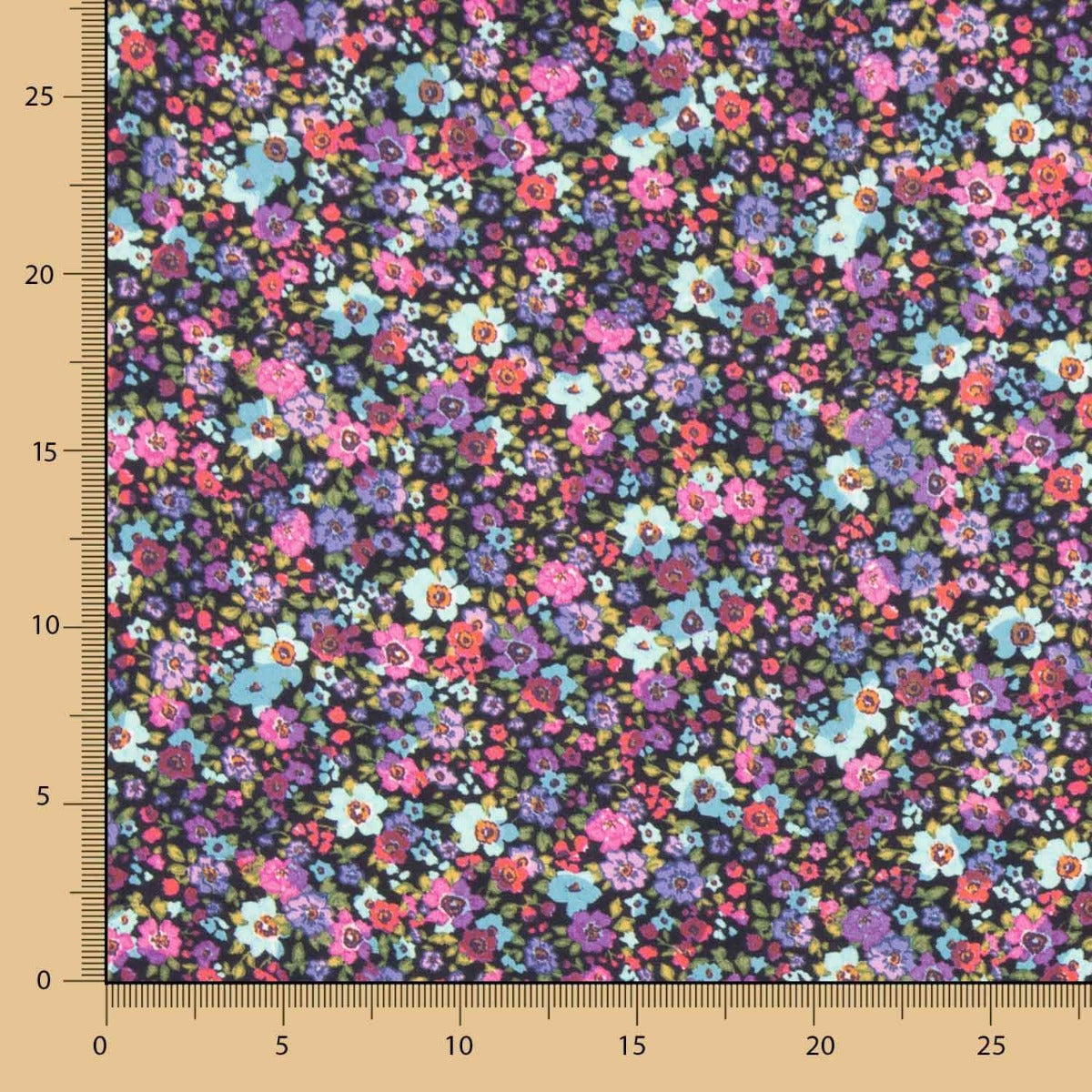 Cetim Poliéster Estampado Multiflores Vermelho - Ribes y Casals