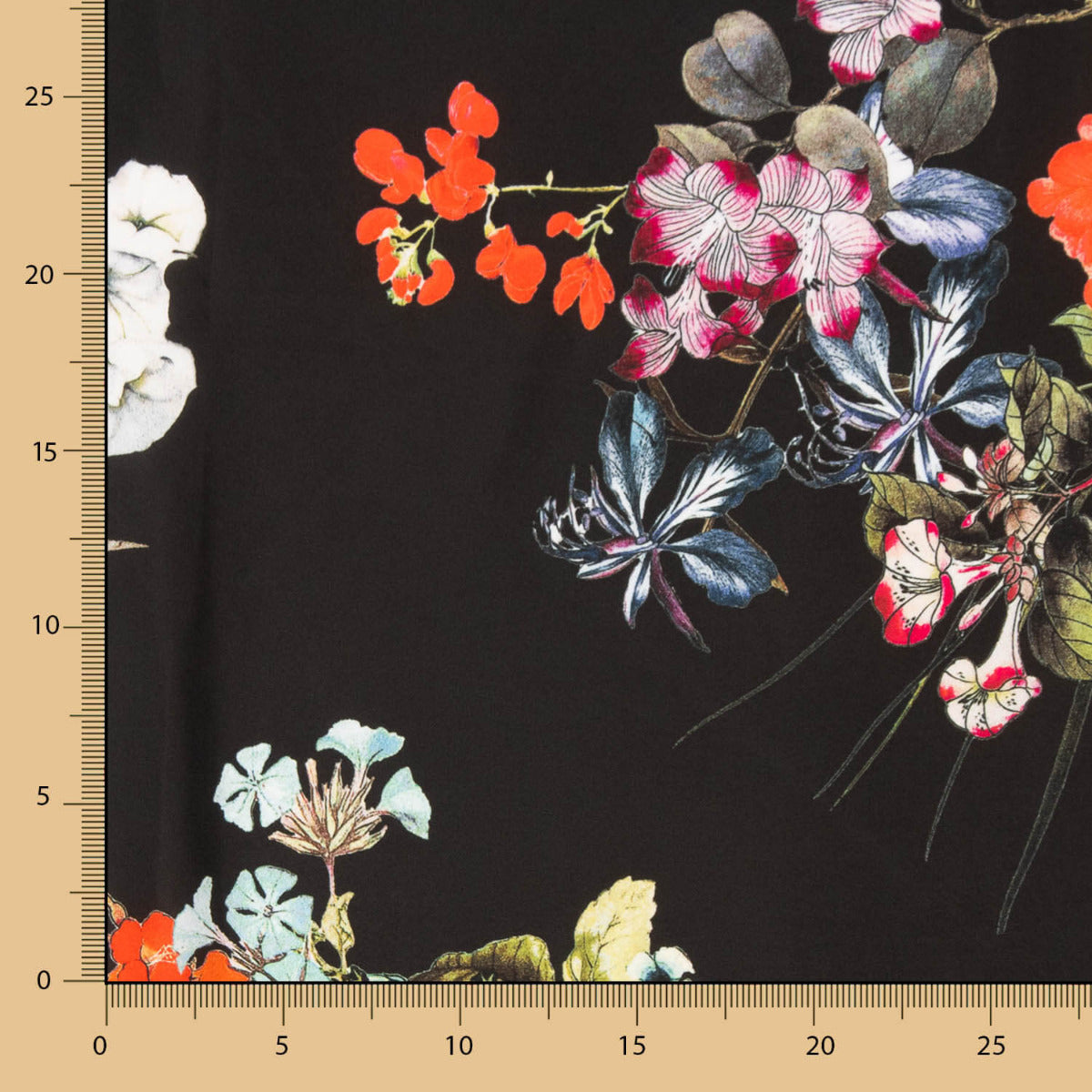 Cetim Estampado Cretone Preto - Ribes y Casals