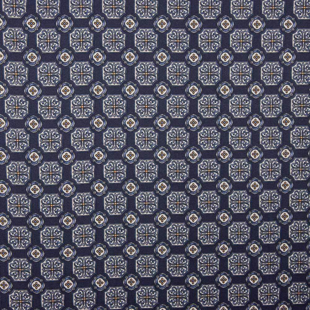 Cetim Poliéster Estampado Geométrico Marinho - Ribes y Casals