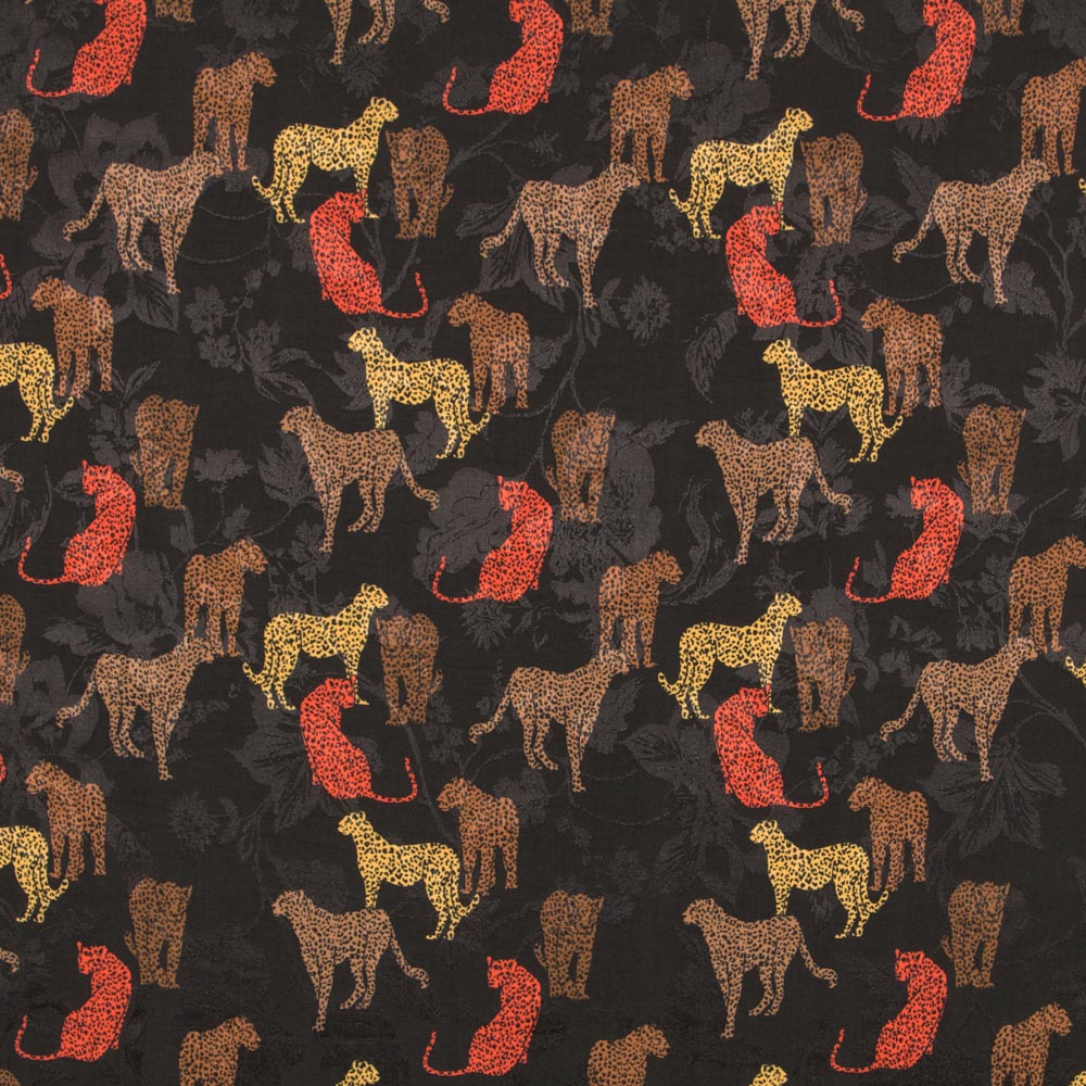 Cetim Jacquard Leopardo Preto - Ribes y Casals
